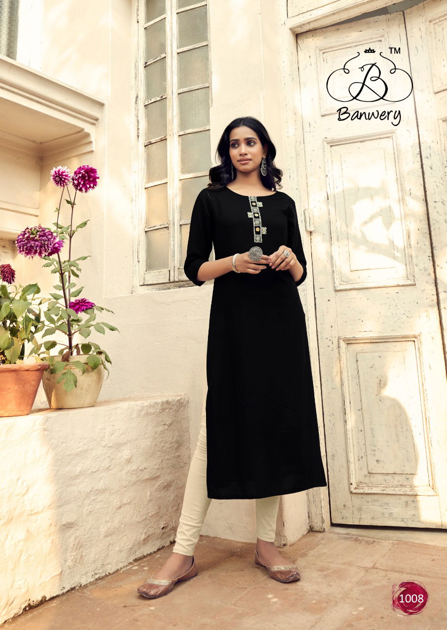 Banwery Mohini Latest Casual Wear Wear Embroidery Work Kurtis Collection